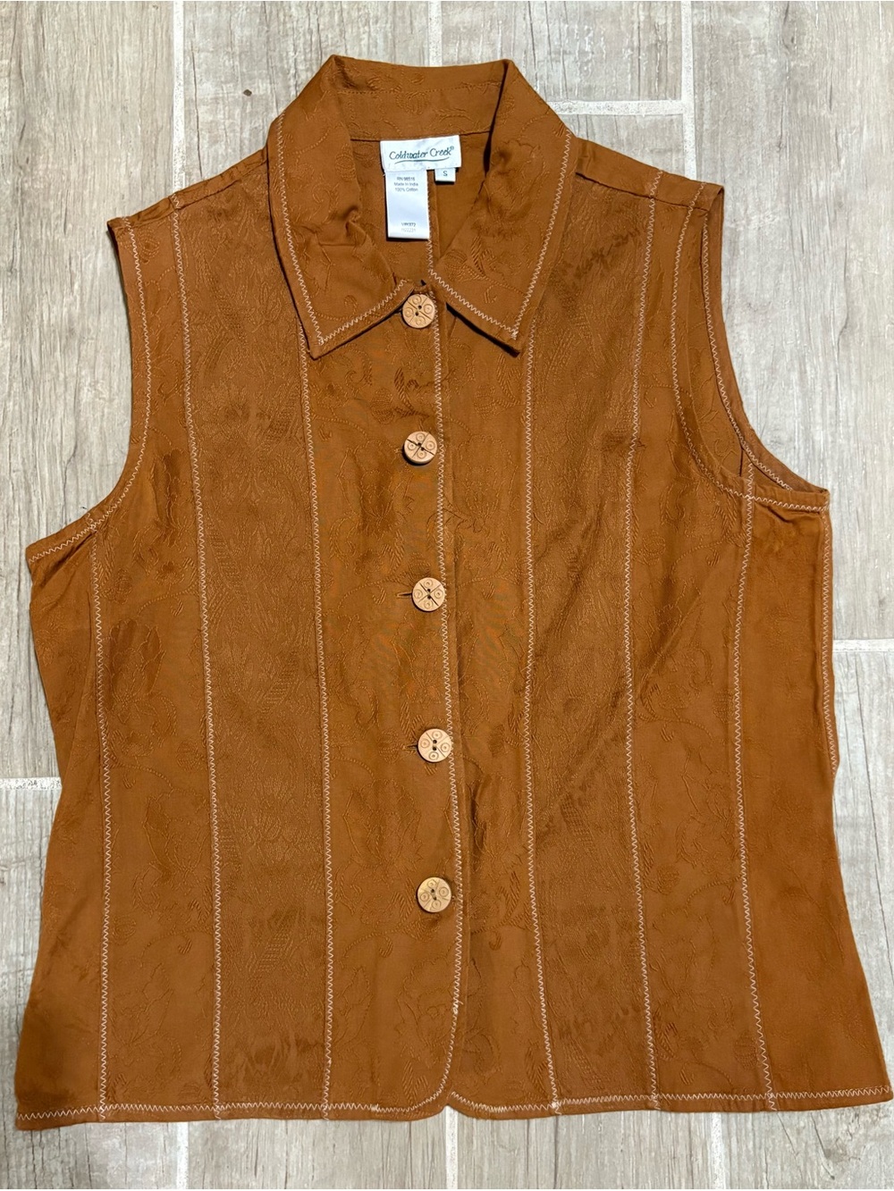 Coldwater Creek Women's Rust Button-Front Sleeveless Shirt Vest